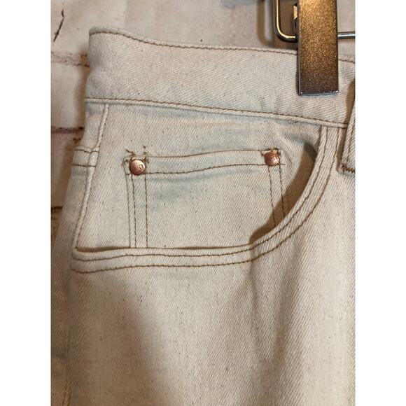 !IT. Jackie Jeans Women 16 Oatmeal Speckled High Rise Straight Leg Ankle Raw Hem - Picture 9 of 16